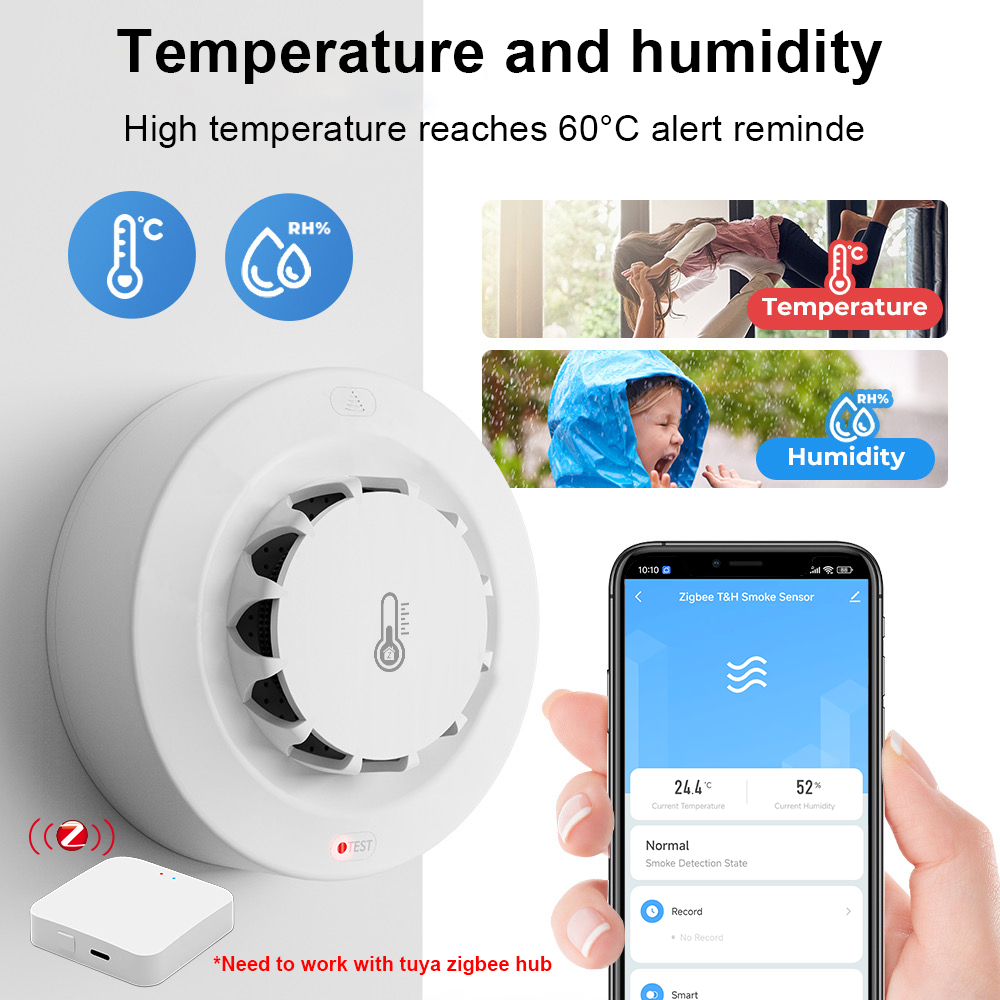 Tuya Zigbee BT Two Connection  - Smoke Detector Interconnected recension och pris